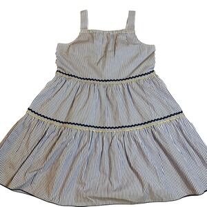 Crewcuts J.Crew Blue White Striped Sundress Cotton Blend‎ Girls 14 NWT